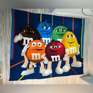 M&M Fleece Blanket Throw w Characters Blue Brown Green Red Orange & Yellow 2021